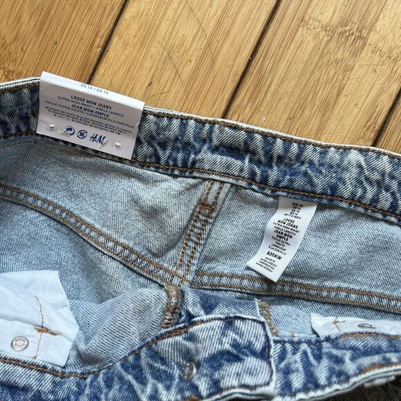 NWT H&M LOOSE MOM JEANS Divided High Waist Ankle Length Med Blue Wash US 14 - Picture 6 of 14